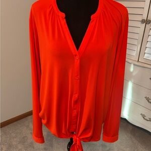 Dana Buchman Vibrant Orange Button-Down Blouse
